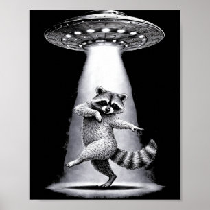 Alien Raccoon Performs Meme Silly Dabbing Dance Mu Poster
