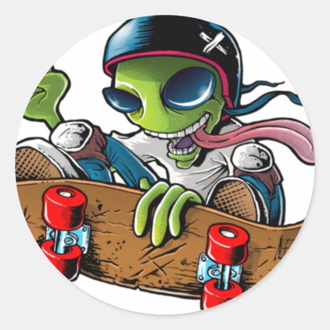 alien radio "stands the logo" classic round sticker (Front)