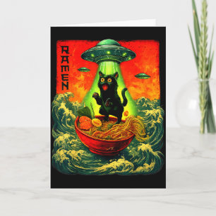 Alien Ramen Cat Ufo Japanese Retro Art Gifts Men W Card