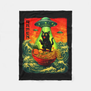 Alien Ramen Cat Ufo Japanese Retro Art Gifts Men W Fleece Blanket