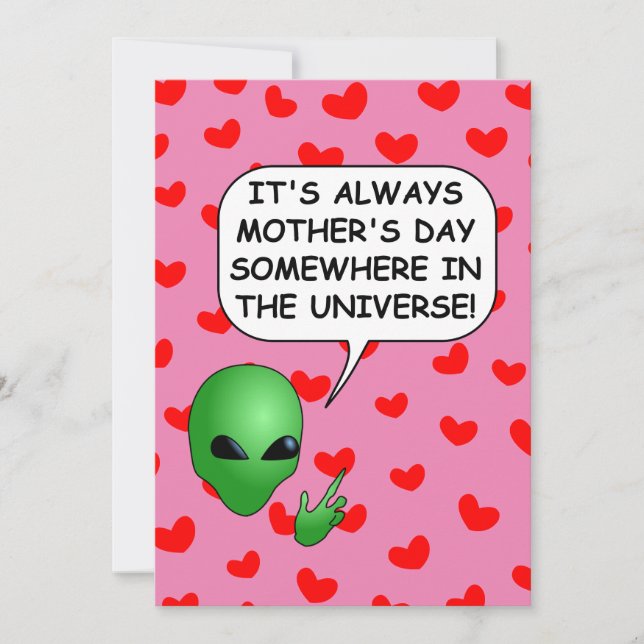 Alien Red Hearts Mother's Day Invitation (Front)