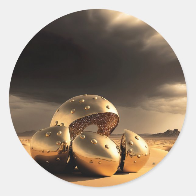 Alien Relics in the Desert Classic Round Sticker (Front)