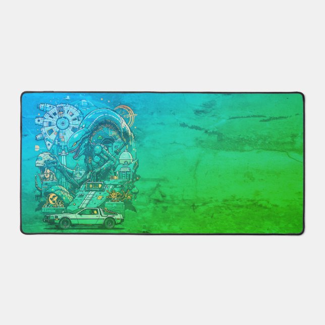 Alien Retro Pixel Art Desk Mat (Front)