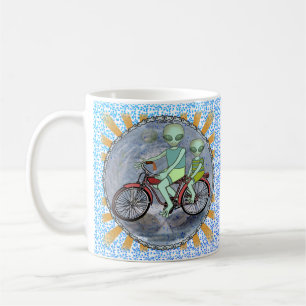 Alien Riding Bike mug