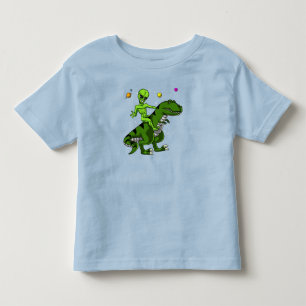 Alien Riding T-Rex Dinosaur Space UFO Toddler T-Shirt