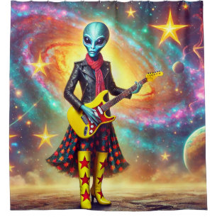 Alien Rockstar Shower Curtain