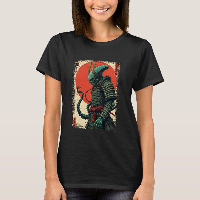 Alien Samurai Tee Japanese Sci-Fi Design Apparel U (Front)
