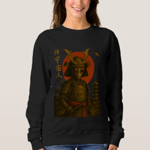 Alien Samurai UFO Japanese Vintage Ukiyo-e Art Fun Sweatshirt