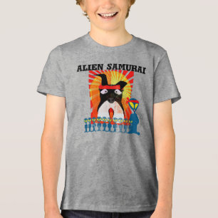 Alien Samurai with His Samurai Terrier Dog Tri-Blend Shirt