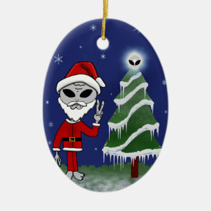 Alien Santa Ceramic Tree Decoration