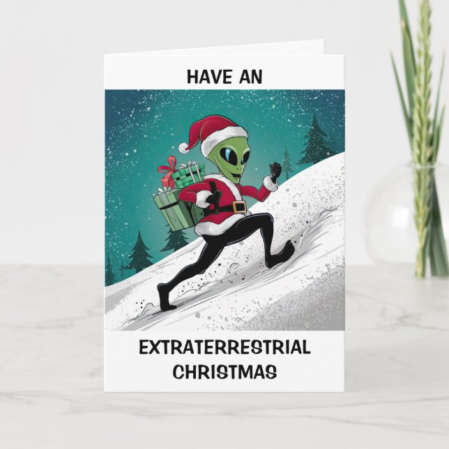 Alien Santa Christmas Holiday Card (Front)
