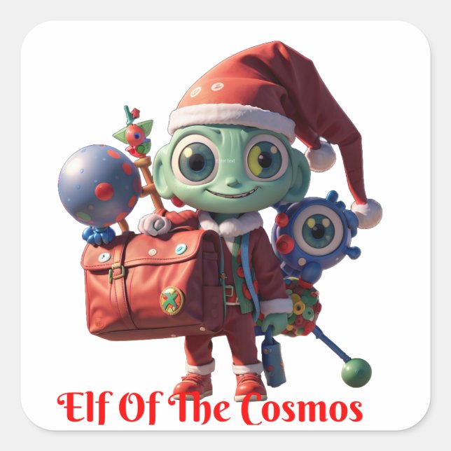 Alien Santa  Claus Square Sticker (Front)
