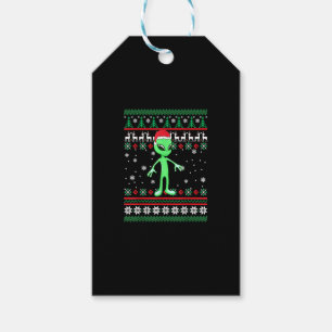 Alien Santa Hat Funny UGLY Christmas Pajama Holida Gift Tags