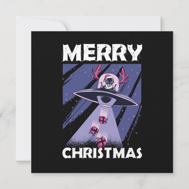 Alien Santa Merry Christmas Gift Invitation (Front)