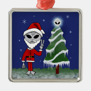 Alien Santa Metal Tree Decoration