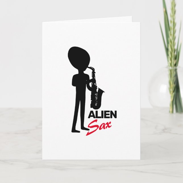 Alien Sax, Extraterrestrial Musician Card (Front)