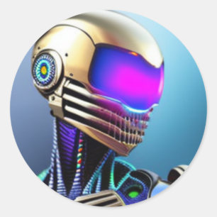 Alien sci-fi Cyborg  Classic Round Sticker