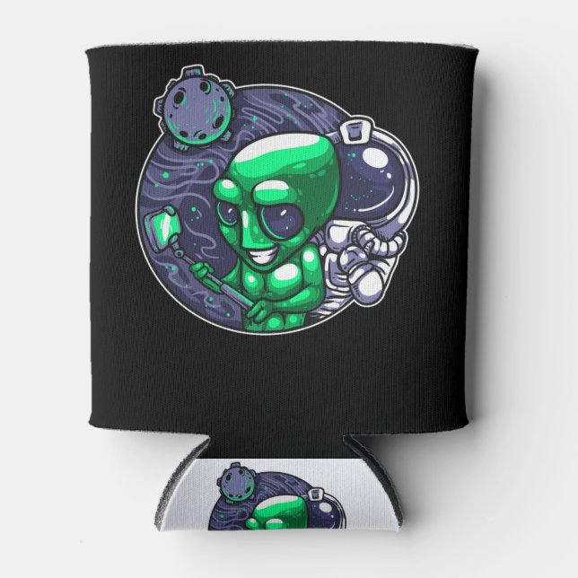 Alien Selfie Snap For Astronomer Teacher Space Fan Can Cooler (Front)