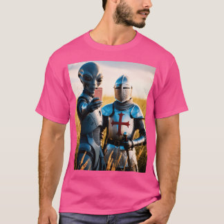 Alien Selfie With Templar Knight T-Shirt
