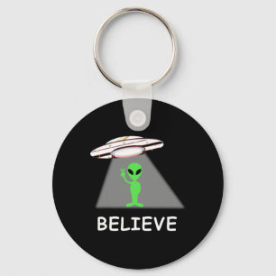 Alien Shirt - I Believe New Cool Ufo  Key Ring