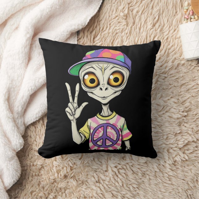 Alien shows the Hand Peace Sign 1 Cushion (Blanket)