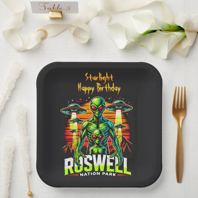Alien Sightings at Roswell Nation Park! Paper Plate (Wedding)