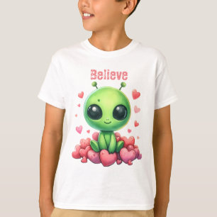 alien sitting on hearts Love UFO Believe scifi top