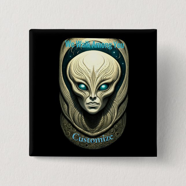 Alien skull Head Thunder_Cove  15 Cm Square Badge (Front)