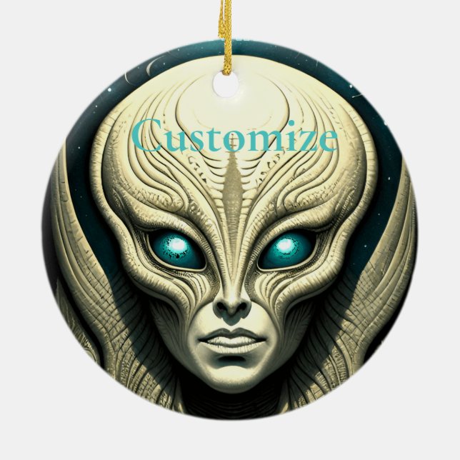 Alien skull Head Thunder_Cove  Ceramic Tree Decoration (Back)