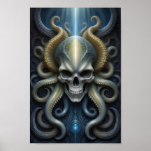Alien Skull Octopus - 001 - Fantasy Art