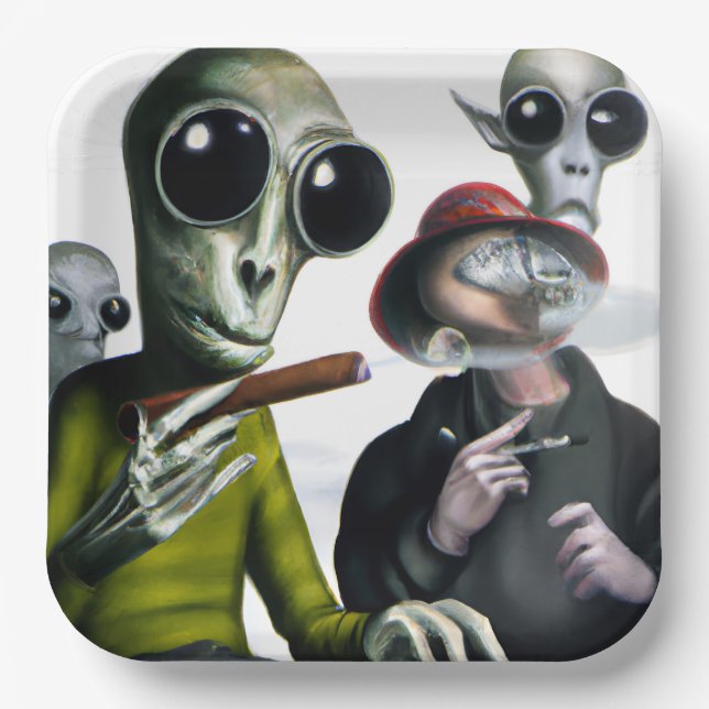 Alien Smoke Break Paper Plate (Front)