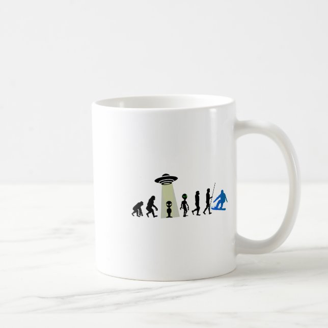 Alien Snowboard Evolution Pun Joke Winter Boarding Coffee Mug (Right)