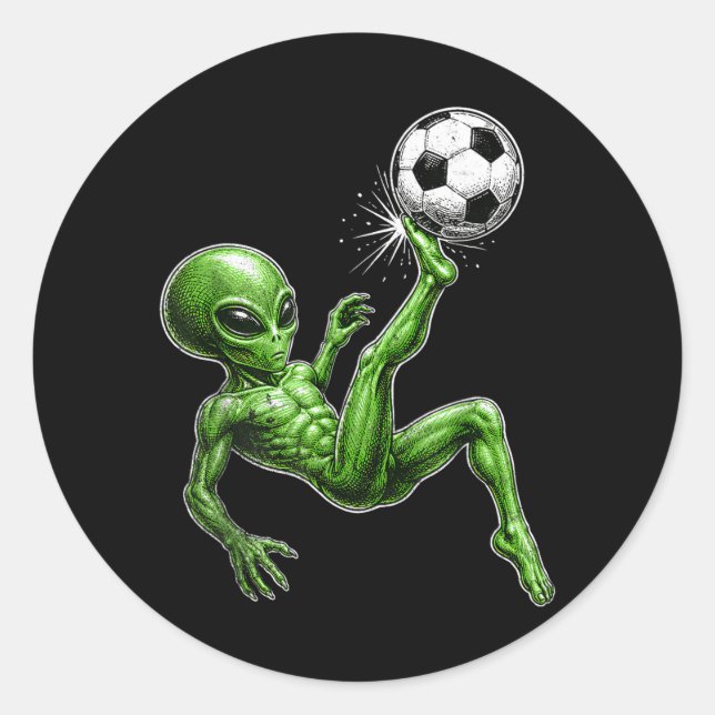Alien Soccer Classic Round Sticker (Front)