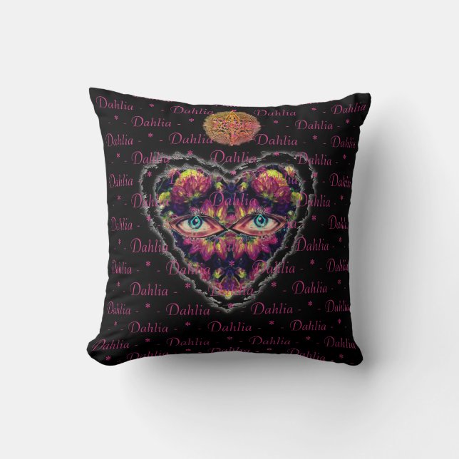 Alien Space Dahlias Heart & Moon & Sun Cushion (Front)