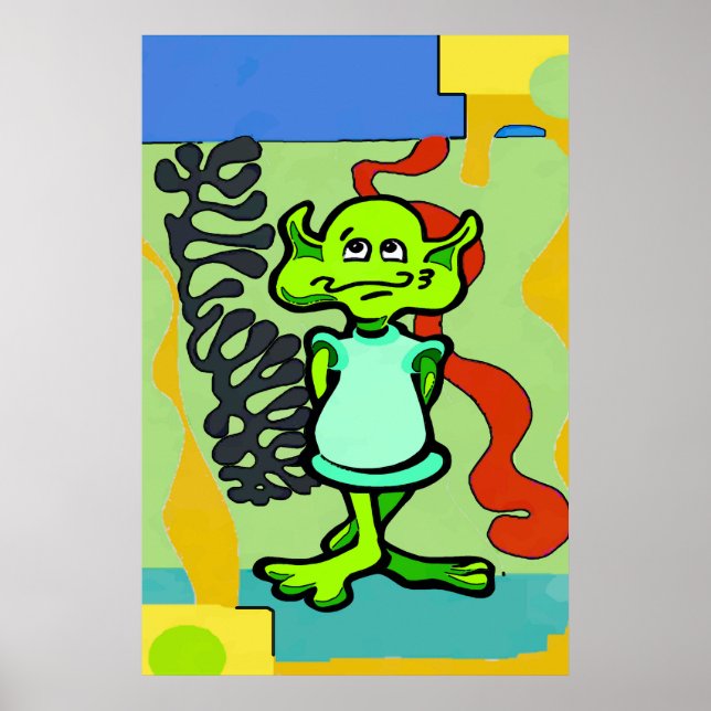 Alien Space Man Abstract Poster (Front)