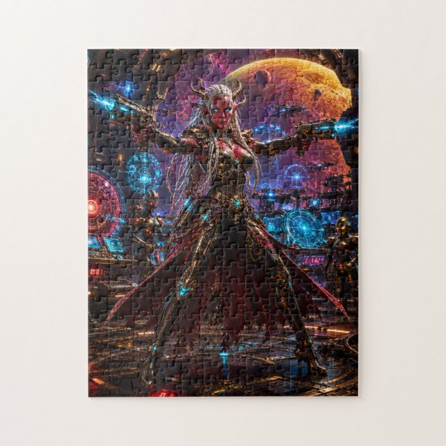 Alien Space Pirate Queen — Twin Blasters Jigsaw Puzzle (Vertical)