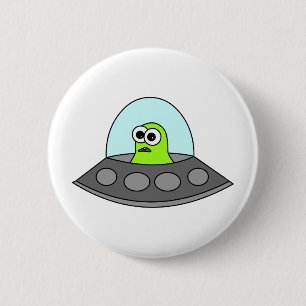 Alien Spaceship 6 Cm Round Badge