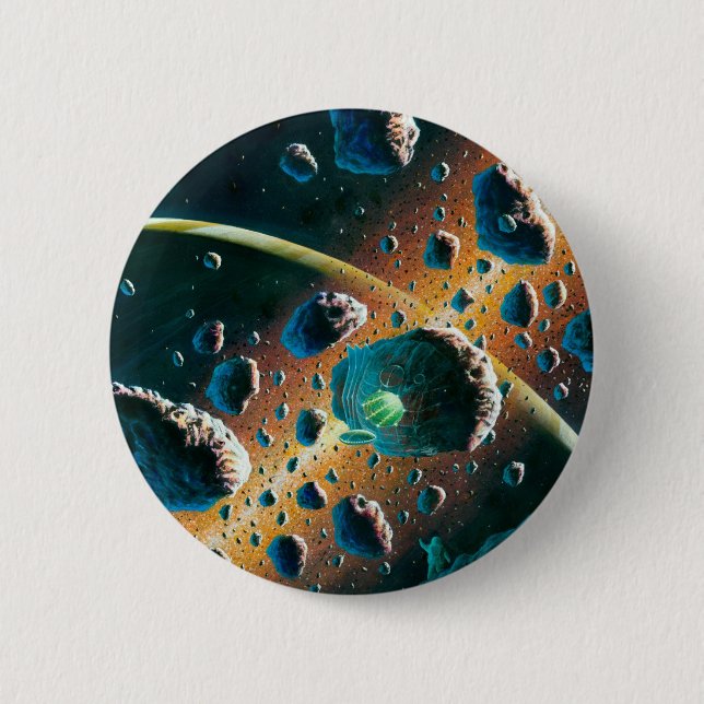 Alien Spaceship 6 Cm Round Badge (Front)