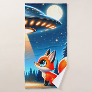 Alien Spaceship and  a Fox Bath Towel