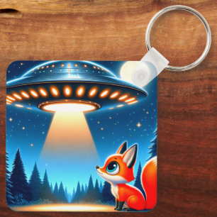 Alien Spaceship and a Fox Key Ring