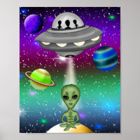 Alien Spaceship and Planets