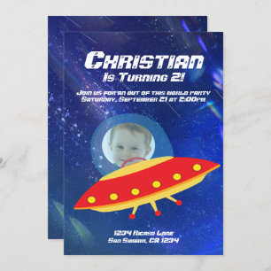 Alien Spaceship Astronaut Outer Space Birthday Invitation