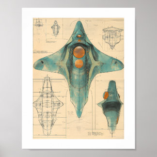 Alien Spaceship Print, Value Poster Paper (Matte)