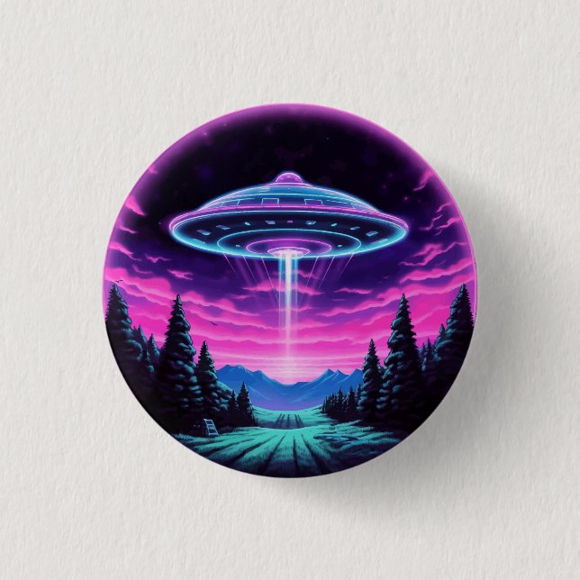 Alien Spaceship Retro Futuristic 3 Cm Round Badge (Front)