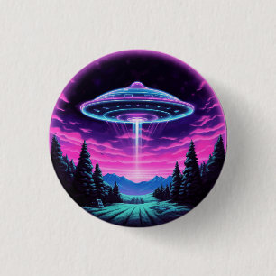 Alien Spaceship Retro Futuristic 3 Cm Round Badge
