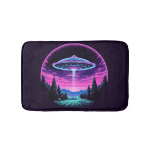 Alien Spaceship Retro Futuristic Bath Mat