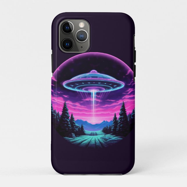 Alien Spaceship Retro Futuristic Case-Mate iPhone Case (Back)