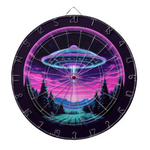 Alien Spaceship Retro Futuristic Dartboard