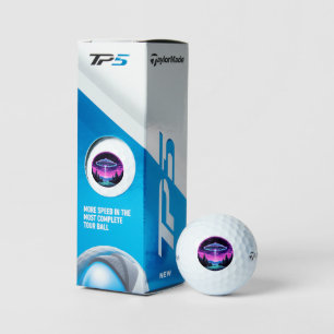 Alien Spaceship Retro Futuristic Golf Balls