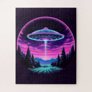 Alien Spaceship Retro Futuristic Jigsaw Puzzle